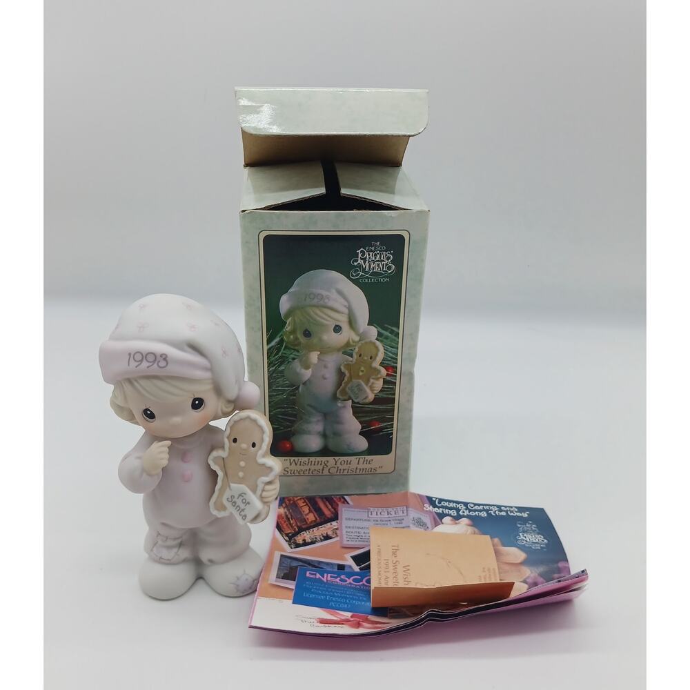 Vintage Precious Moments Figurine 1993 Wishing You The Sweetest Christmas Girl
